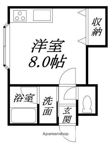 コーポラス上野(ワンルーム/1階)の間取り写真