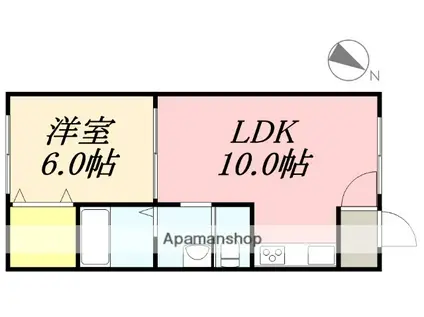ピュアパレス函館(1LDK/2階)の間取り写真
