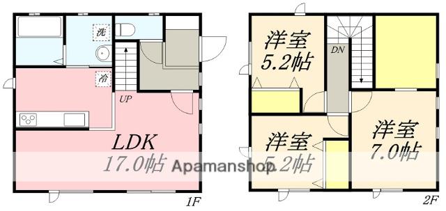 函館市電本線湯川線 大町駅(北海道) 徒歩4分 2階建 築8年(3LDK)の間取り写真
