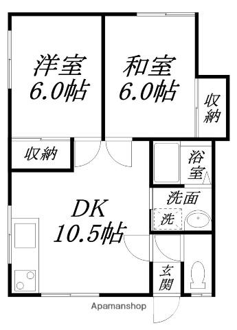 コーポアサヒⅠ(2DK/2階)の間取り写真