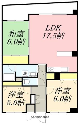 朝日プラザ若松広路(3LDK/5階)の間取り写真