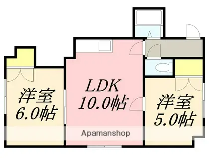 シーサイドマンション(2LDK/3階)の間取り写真