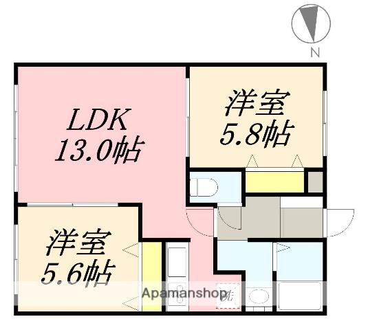 ピュアパレス海岸町(2LDK/1階)の間取り写真
