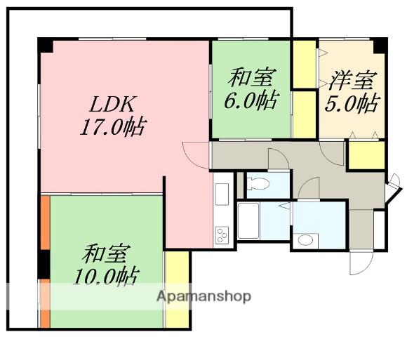 ヴィラ海岸町(3LDK/10階)の間取り写真