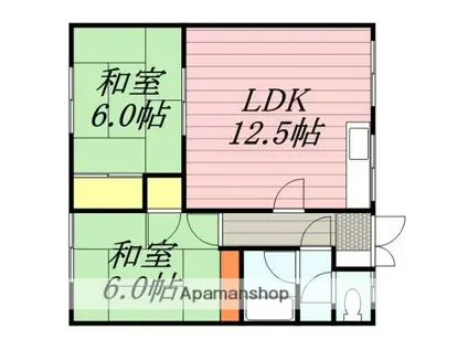 あかしやハイツ(2LDK/2階)の間取り写真