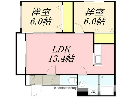 GRANDCONFORT柏木(2LDK/4階)の間取り写真