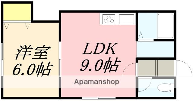 ハチサン柏木(1LDK/2階)の間取り写真