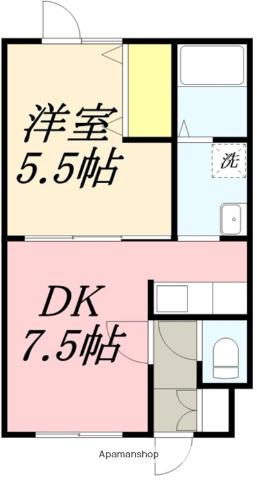 レインボーヒルズ(1DK/2階)の間取り写真