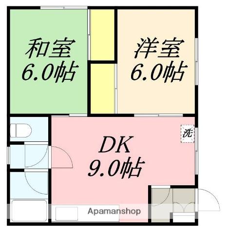 TAKASHIMAアパート(2DK/2階)の間取り写真