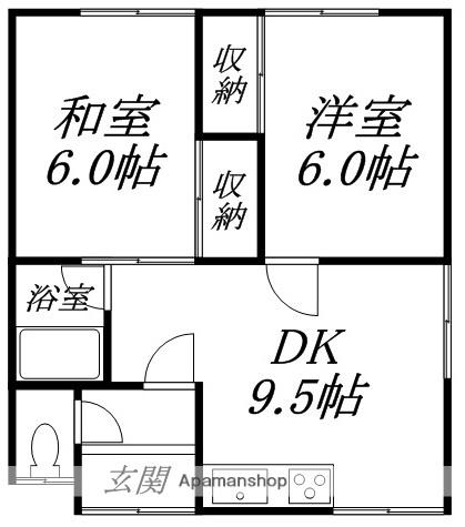リヴェール伍番館(2DK/2階)の間取り写真