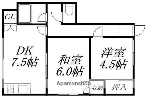 ルグラン亀田本町(2DK/2階)の間取り写真