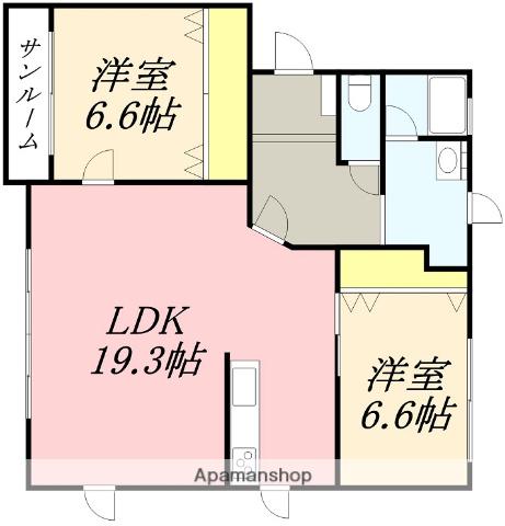 SAKURA HEIGHTS(2LDK/2階)の間取り写真