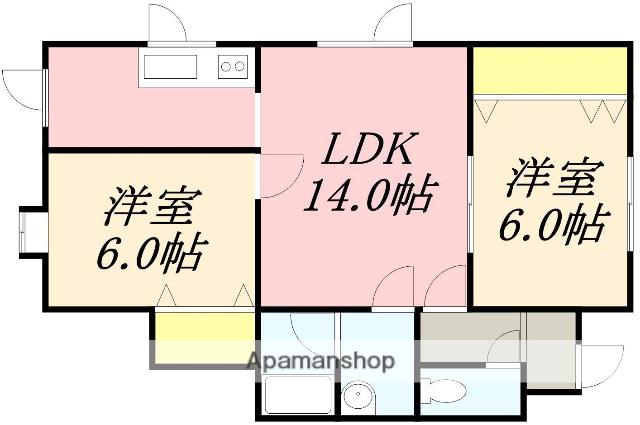 コスモレジデンス裕(2LDK/2階)の間取り写真