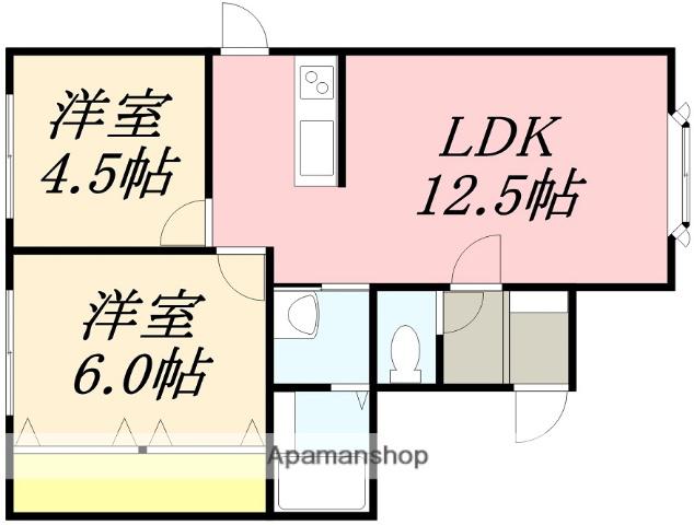 サンライフ亀田港Ⅱ(2LDK/1階)の間取り写真