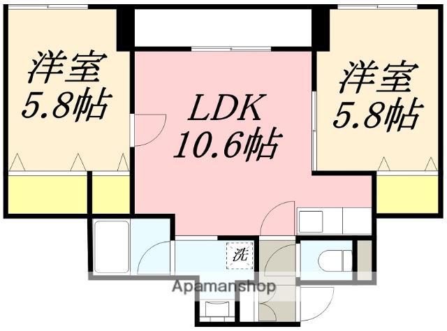 トータス亀田(2LDK/4階)の間取り写真