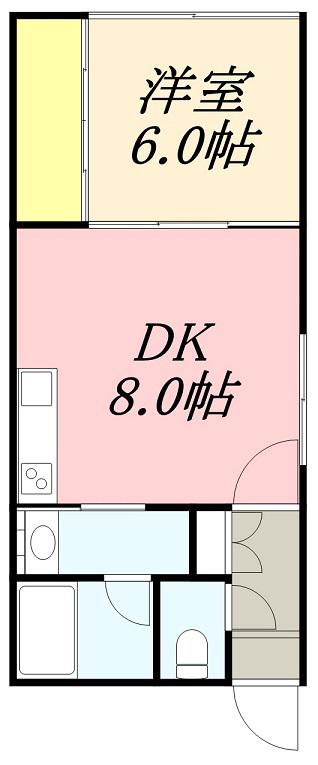 ネオス川原Ⅱ(1DK/1階)の間取り写真