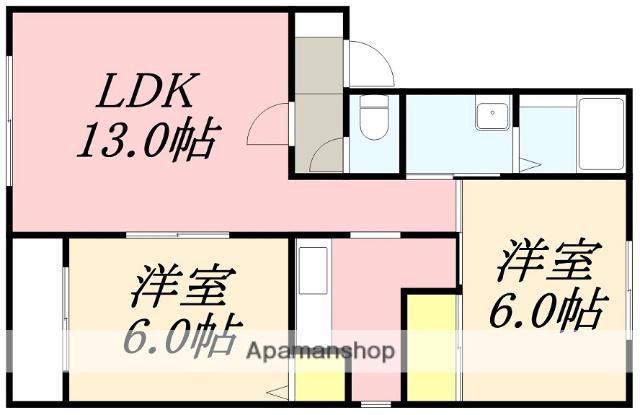 ハイセレール川原Ⅰ(2LDK/1階)の間取り写真