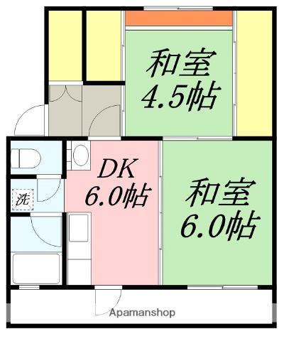 ユートピア川原 1号館(2DK/4階)の間取り写真