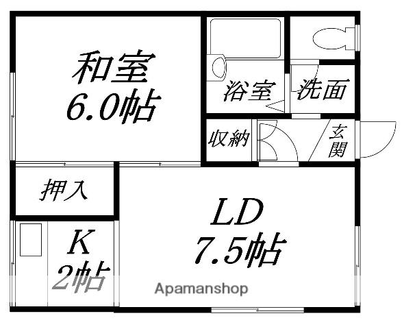 コーポマツNO.3(1DK/2階)の間取り写真