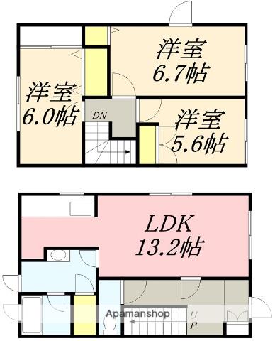 コーポラス富岡12号(3LDK/1階)の間取り写真