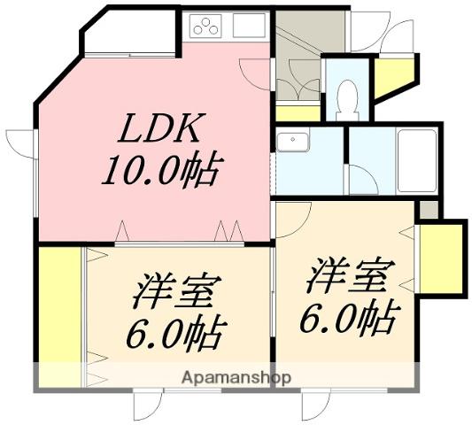 ソニック富岡(2LDK/1階)の間取り写真