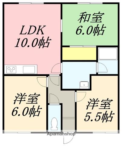 ドミール富岡(3LDK/2階)の間取り写真