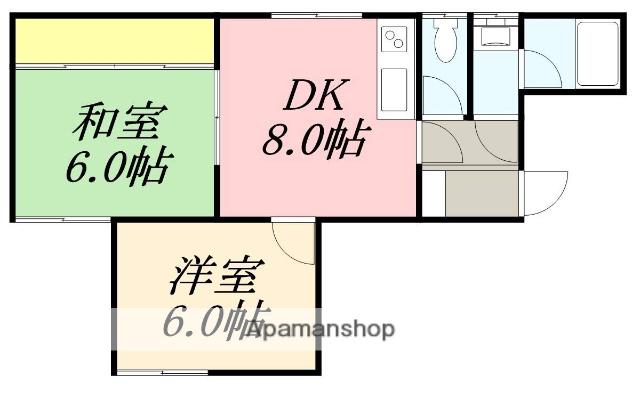 ハイブローム富岡(2DK/2階)の間取り写真