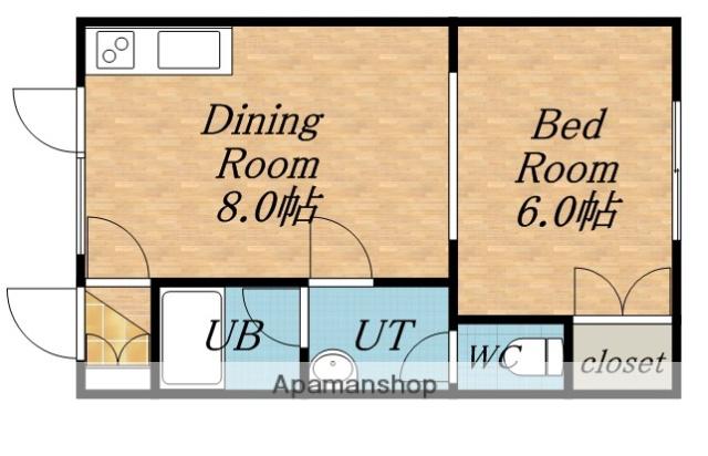 パレドール壱番館(1DK/2階)の間取り写真