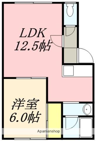 DWELL KISS(1LDK/2階)の間取り写真