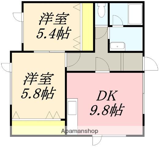 カインドハート(2DK/2階)の間取り写真
