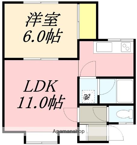 ジョーヌ美原(1LDK/2階)の間取り写真