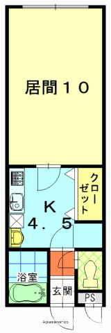 TOKU TRASUTO Ⅱ(1K/1階)の間取り写真