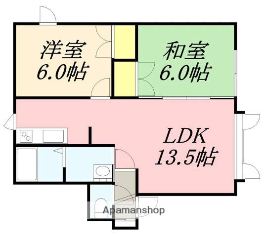 ハイツノースシティー(2LDK/2階)の間取り写真