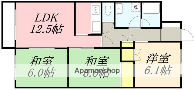 マンション北斗富岡Ⅱ(3LDK/1階)の間取り写真