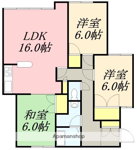 北斗ビル(3LDK/6階)の間取り写真
