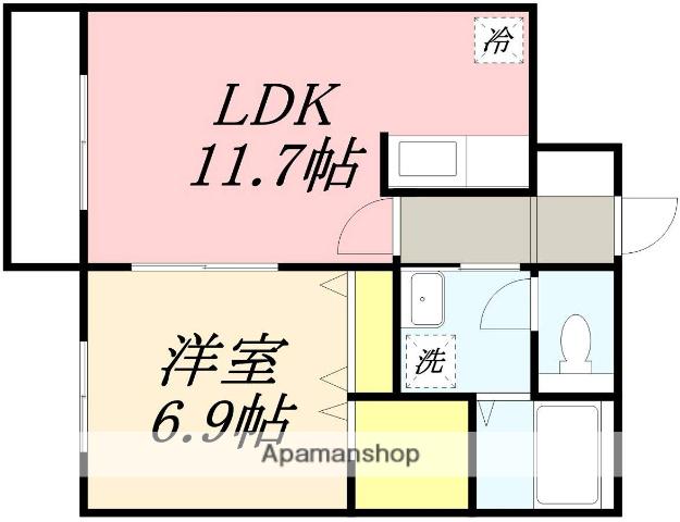 ヴォール中島(1LDK/4階)の間取り写真