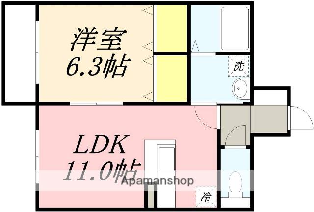 ヴォール中島(1LDK/1階)の間取り写真