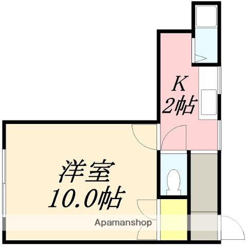 中島ハイム(ワンルーム/2階)の間取り写真