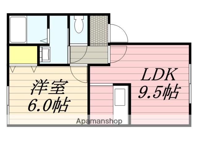 オークヴィラ中道(1LDK/1階)の間取り写真