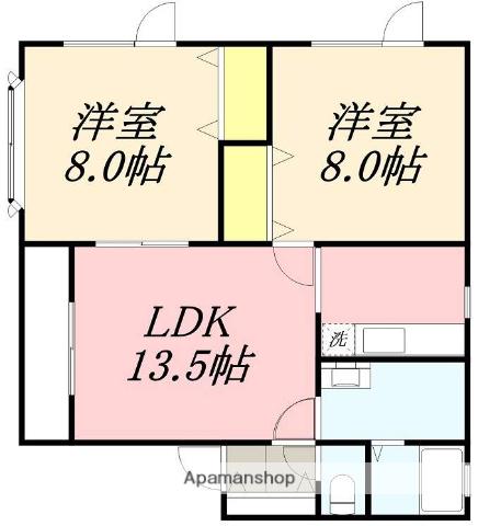 ロイヤルシティ中道(2LDK/1階)の間取り写真