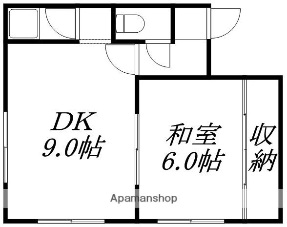 ハイブローム八幡(1DK/2階)の間取り写真
