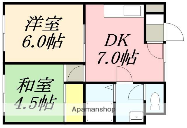 メゾンパティオ花園(2DK/2階)の間取り写真