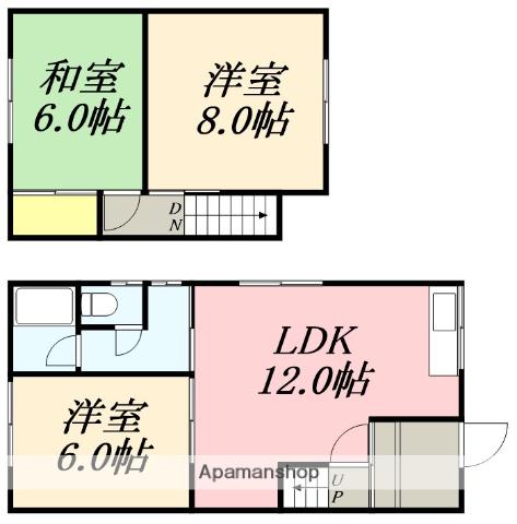 人見町14番1棟2戸(3LDK/1階)の間取り写真