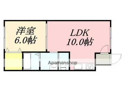 ピュアパレス函館Ⅱ(1LDK/2階)の間取り写真