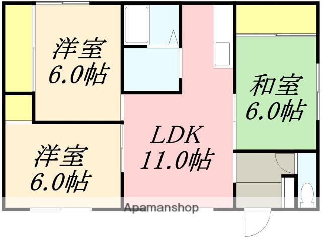 山下マンション(3LDK/2階)の間取り写真