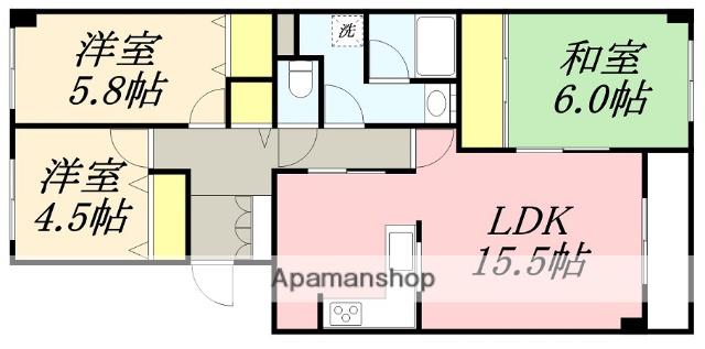 シャトーム深堀町(3LDK/3階)の間取り写真