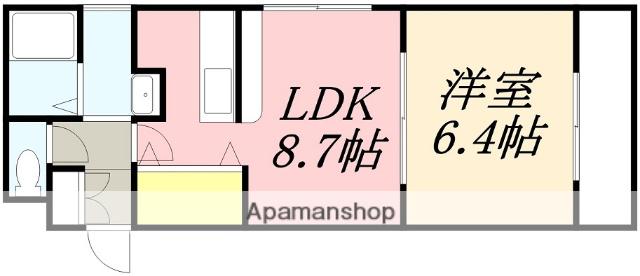ノースコート深堀Ⅱ(1DK/2階)の間取り写真
