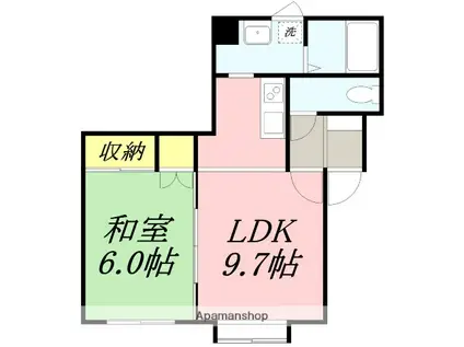 深澤ハイツ(1LDK/2階)の間取り写真