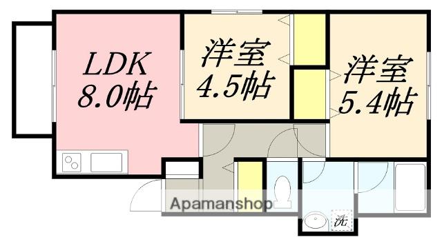 ペリーランド(2DK/2階)の間取り写真