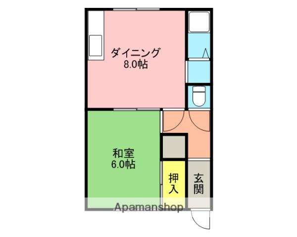 ハイツJ(1DK/2階)の間取り写真